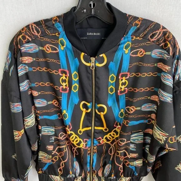 ZARA BASIC Pattern Print Bomber Jacket - Picture 3 of 5
